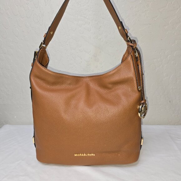 Michael Kors Bedford Large Acorn Brown Pebble Grain Leather Hobo Shoulder Bag - Picture 1 of 12